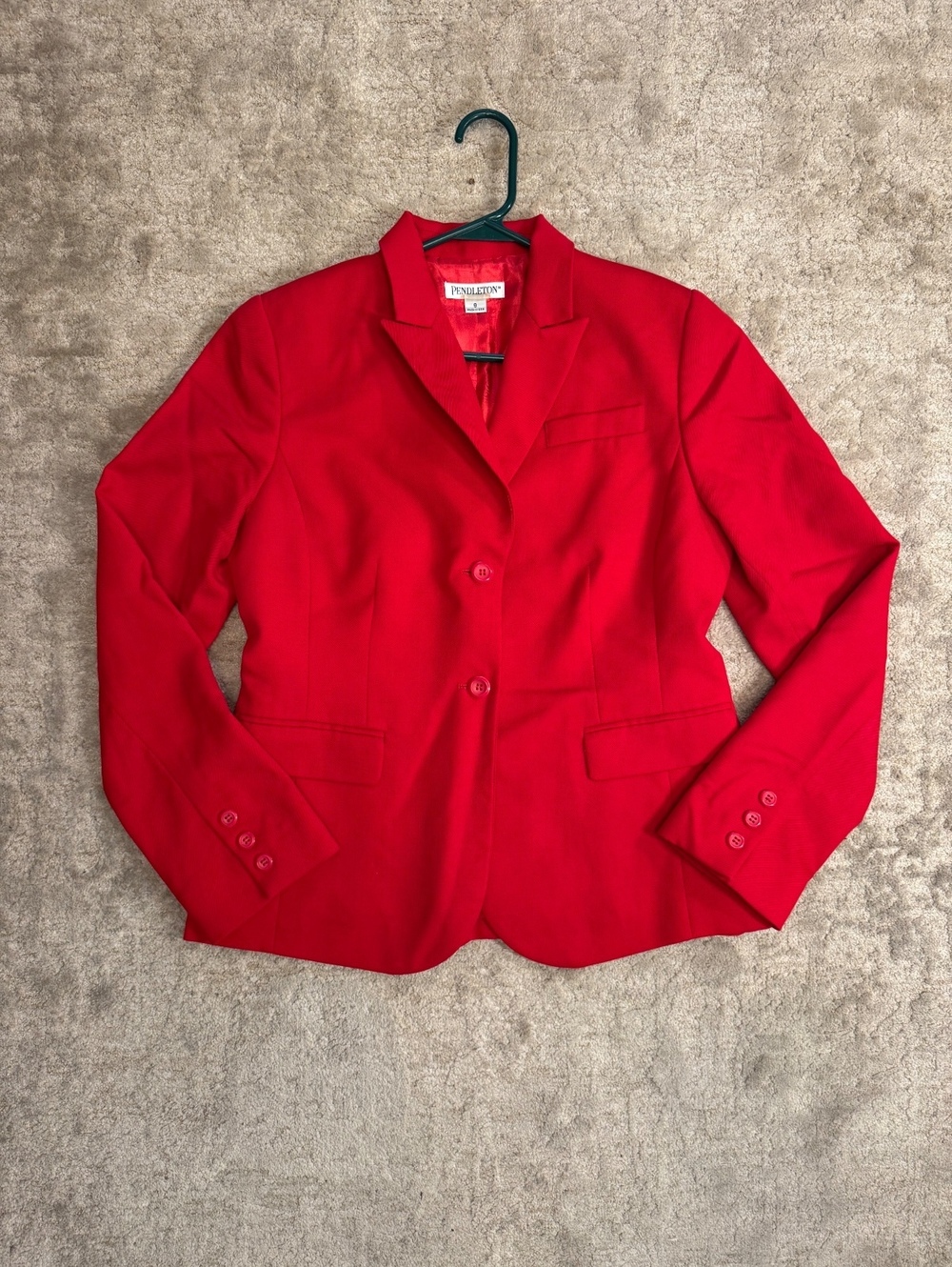 Vintage Pendleton Red Wool Blazer Womens 8 Made USA Tailored Jacket